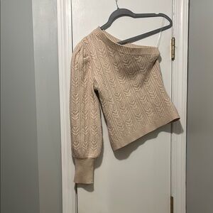 Entro Cream Off-the-Shoulder Sweater Cozy Knit